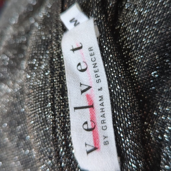 Velvet by Graham & Spencer Silver Metallic Sparkly Dolman Split Sleeve Top - Picture 15 of 15